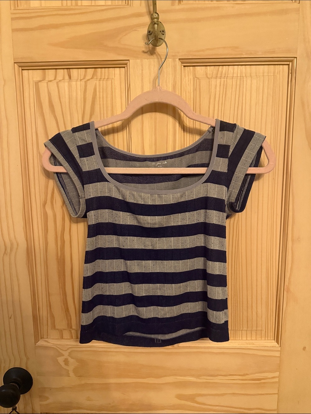 Out from Under Navy and Gray Striped Crop Top